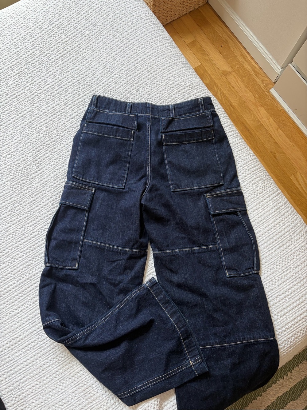 OAK + FORT Dark Blue Women's Cargo Jeans